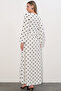 1525 Women's Long Knitted Polka Dot Dress - B.White - 6