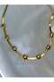 Women's Gold Color Row Heart Steel Necklace - 4
