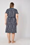 Women's Plus Size 100% Cotton Combed Fabric Zippered Summer Dress / Laci-Çizgi 4099 - 7