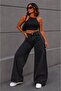 44-52 Size Stretchy Lycra Wide Leg Jeans with Spaced Stones - 3