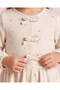 Girls Beige Floral Bow Dress - 3