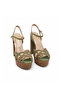 Platform Heeled Shoes Z657 Silvery Gold Jan Jan Fabric - 2