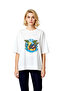 Women's Oversize Graphic Printed T-Shirt Inflatable Duck Skeleton Party Pattern Relaxed Fit Casual Modern