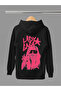 Lady Gaga Printed Cotton Long Sleeve Ribbed 3 Yarn Hooded Sweatshirt