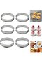 6-piece cake ring set, stainless steel, suitable for mousse, cookies and pastries, silver.