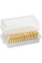 Butter slicer with storage box, suitable for toast and pastries, yellowish-white.