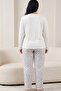 White Patterned Cotton Lycra Large Size Oversized Knitted Pajama Set26240931 - 3