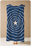 Sailor Navy Blue Contour Starry Geometric Patterned 70X150 Beach Towel - Cotton Bath Towel - 2