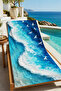 Dramatic Blue Ocean Wave and Seagull Pattern 70X150 Beach Towel - Digital Printed Bath Towel - 5