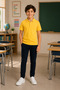 Children's Unisex Yellow 2-Piece Polo Collar School T-Shirt Set Short Sleeve + Long Sleeve 100% Cotton Lakos Fabric - 3