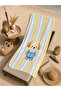Cute Purple Teddy Bear Lavender Striped Patterned 70X150 Beach Towel - Digital Printed Bath Towel