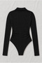 Polo Collar Long Sleeve Ribbed Lycra Premium Bodysuit - 5
