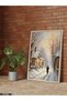 Lonely Man on a Snowy Road Single Piece Wooden Framed Painting