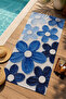 Watercolor Blue Large Floral Pattern 70X150 Beach Towel - Digital Printed Fade-Resistant Bath Towel - 4