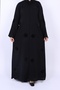 * Black Velvet Floral Patchwork Embroidered Abaya - 8