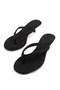 Women's Comfortable Sole New Season Faux Leather Short Heeled Flip Flops - 5