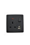 فيش مع مفتاح ولمبة 13 أمبير USB+Type-C أسود وطني - الرائد بلس PLUS