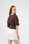 Polka Dot Waist-Fitted Short Sleeve Premium Blouse - 7
