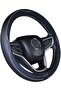 Microfiber Leather Car Medium Steering Wheel Cover (14.5''-15'',Black Dark Blue) - 2