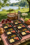 1294 6 Pieces 5-Compartment Bpa Free Luxury Plastic Picnic Food Serving Plate-Table D'Hôte Serving Plate Anthracite-21*31*3,5 cm - 3