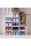 Drop Front Shoe Storage Box, No Assembly Stackable Shoe Organizer Storage Bin with Clear Doo - 3