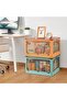2 Pcs Lidded Storage Bins, Collapsible Storage Box, Plastic Stackable Toy Storage Bin Box Orga - 5