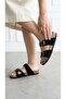 Women's Genuine Suede Leather Double Buckle Anatomical Cork Sole Slippers - 3