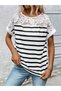 Women's short sleeve crew neck supreme blouse with lace detail - 5