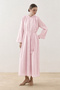 Brit Buttoned Cotton Shirred Dress Pink