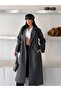 Anthracite Oversize Premium Imported Fabric Cashmere Coat Without Slits - 2