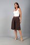 Women's Elastic Waist Pocketed Knee Length Bermuda Italian Cotton Shorts - 2