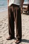 Siena Men's Premium Double Pleated Detailed Linen Baggy Trousers