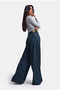 Women's Dark Blue Polka Dot P-1W6-11 Palazzo Fit Special Design Denim Jeans - 5