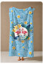 Light Blue Hello Summer Flamingo and Yellow Floral Pattern 70X150 Beach Towel - Digital Printed Bath Towel - 4