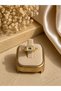 Steel Women's Ring – Gold Color with Green Stone, Baguette Model, Elegant and Stylish Design - 2