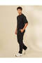 Men Black Pleated Interlock Lounge Bottom - 5