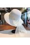 Pearl lace straw hat, suitable for women, summer beach vacation sun protection fisherman (white) - 2