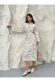 Floral Jacquard Buttoned Belted Shirt Dress 9116 - Mink - 5