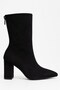 Daisy Women's Suede Boots - Pointed Toe Thick Heeled Boots with Back Zipper