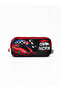 Car Patterned Zippered 2 Compartment Black Color Pen Holder
