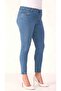 Women's Blue Plus Size High Waist Skinny Leg Blue Denim Jean Pants - 3