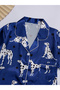 Blue Graphic Print Shirt and Shorts Pajama Set - 2