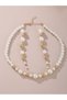Pack of 3 - Faux Pearl Choker Necklace and Earrings - 2