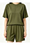 Plus Size Green Textured T-Shirt and Shorts Pyjama Set - 3