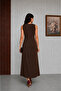 Drapeli Gold Accessory Detailed Brown Dress - 2