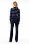 Crew Neck Gold Button Detailed Striped Trendy Basic Women's Knitted Cardigan - 3