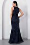 Halter neck beaded tulle dress 41091 - 7