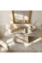 Modern Console Table with Faux Marble Top and Metal Design – Light Gray - 2