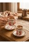 Floral Patterned Turkish Coffee Cup Set for 2, Vintage Coffee Cup Set - 5