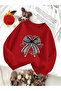 Unisex Bat Ribbon Printed Crew Neck Sweatshirt